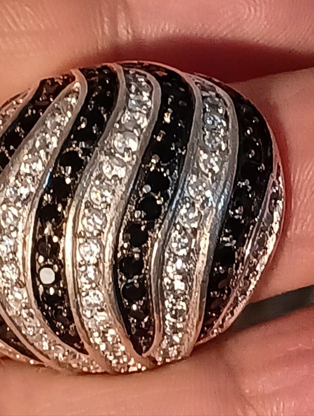 925 Heavy zebra dome ring